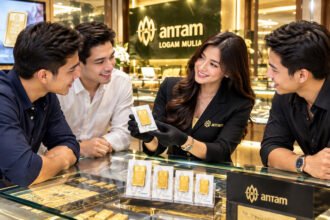 Harga emas Antam hari ini turun tipis Rp2.000 menjadi Rp2.602.000 per gram, sedangkan harga buyback berada di Rp2.452.000 per gram.