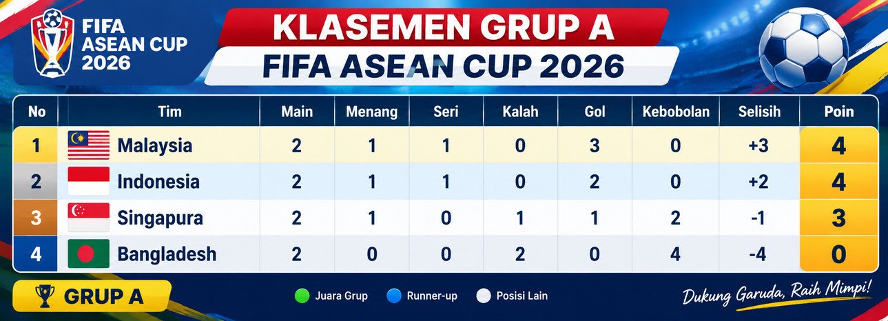 Imbang 0-0 Lawan Malaysia, Ini Posisi Timnas Indonesia di Grup A 2 Imbang 0-0 Lawan Malaysia, Ini Posisi Timnas Indonesia di Grup A