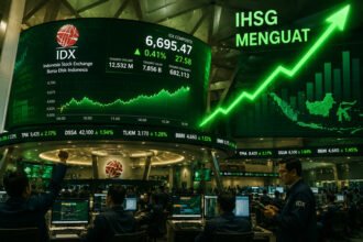 IHSG dibuka menguat 0,41 persen ke 6.695,47 pada Jumat (4/9/2026), ditopang saham big caps dan sentimen positif bursa global.