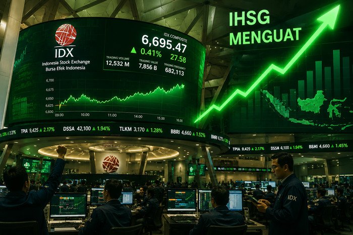 IHSG dibuka menguat 0,41 persen ke 6.695,47 pada Jumat (4/9/2026), ditopang saham big caps dan sentimen positif bursa global.