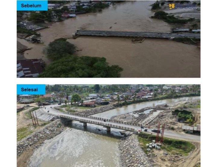 Pemulihan tiga jembatan terdampak banjir bandang di Lintas Timur Aceh terus dilakukan pemerintah untuk memperkuat konektivitas dan distribusi logistik.