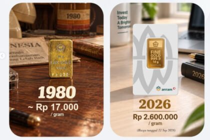 Harga emas Antam kembali naik pada Kamis, 17 September 2026, dengan harga 1 gram mencapai Rp2.598.000.