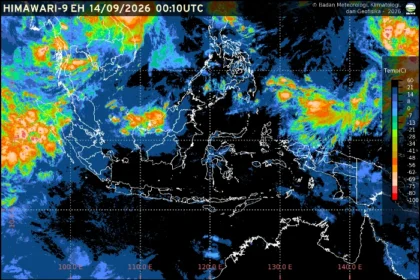 Prakiraan cuaca BMKG untuk ibu kota provinsi di Indonesia pada Senin, 14 September 2026.