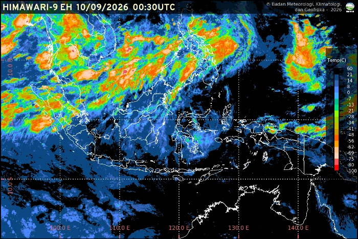 Prakiraan cuaca BMKG untuk ibu kota provinsi di Indonesia pada Kamis, 10 September 2026.