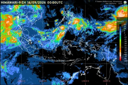 Citra dan informasi prakiraan cuaca ibu kota provinsi Indonesia yang dirilis BMKG untuk Rabu, 16 September 2026.