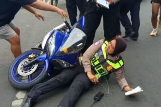 Hindari Razia Operasi Patuh Semeru, Pelajar SMA Tabrak Polwan di Lumajang