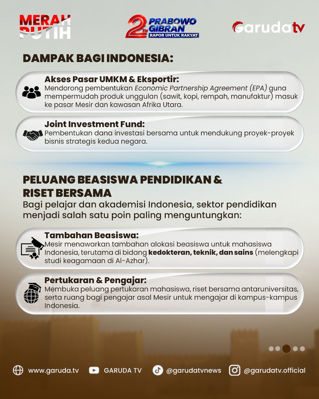 Dari Beasiswa hingga Target $5 Miliar: Hasil Kerjasama Bilateral Indonesia dan Mesir 4 Peluang Beasiswa Pendidikan & Riset Bersama
