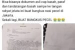 Surat Resmi Bupati Sigi Beredar Jadi Bungkus Nasi Pecel di Kuningan, Kementerian PU Minta Maaf