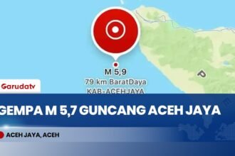 Gempa Magnitudo 5,7 Guncang Calang Aceh Jaya Minggu Pagi, BMKG: Tidak Berpotensi Tsunami