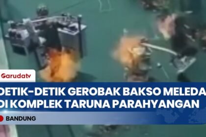 Viral CCTV Gerobak Bakso Meledak di Ujung Berung Bandung, Pedagang Alami Luka Bakar
