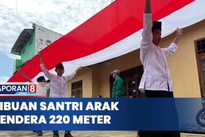 Ribuan Santri Grobogan Arak Bendera Merah Putih 220 Meter Peringati Hari Santri Nasional 2026
