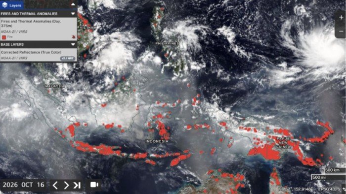 NASA Rekam Amukan Karhutla Indonesia, Dari Titik Merah Membara Hingga Asap Tebal di Singapura
