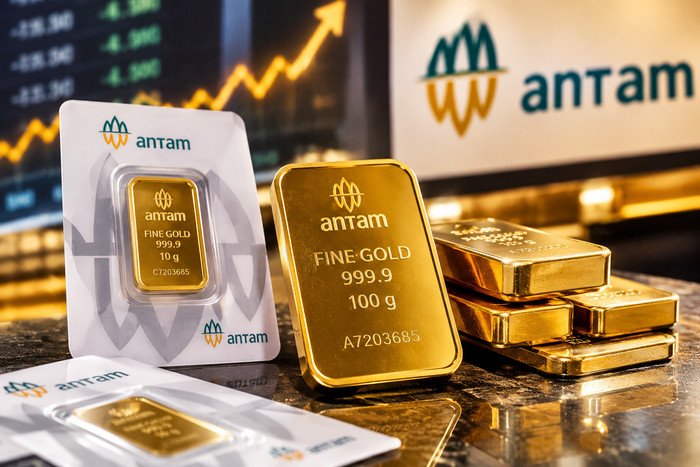 Harga emas Antam hari ini, Sabtu 17 Oktober 2026, naik menjadi Rp2.572.000 per gram, sedangkan harga buyback mencapai Rp2.387.000 per gram.