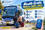 Jadwal mudik gratis Nataru 2026–2027 dari Kemenhub, lengkap dengan kuota 2.882 penumpang, 10 kota tujuan, jadwal pendaftaran, tanggal keberangkatan, dan aturan perjalanan satu arah.