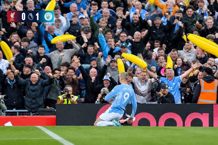 Manchester City mengalahkan Liverpool 3-0 di Anfield melalui gol Erling Haaland, Jeremy Doku, dan Rayan Cherki, tetapi kemenangan tersebut dibayangi kontroversi kasus finansial dan proses banding klub.