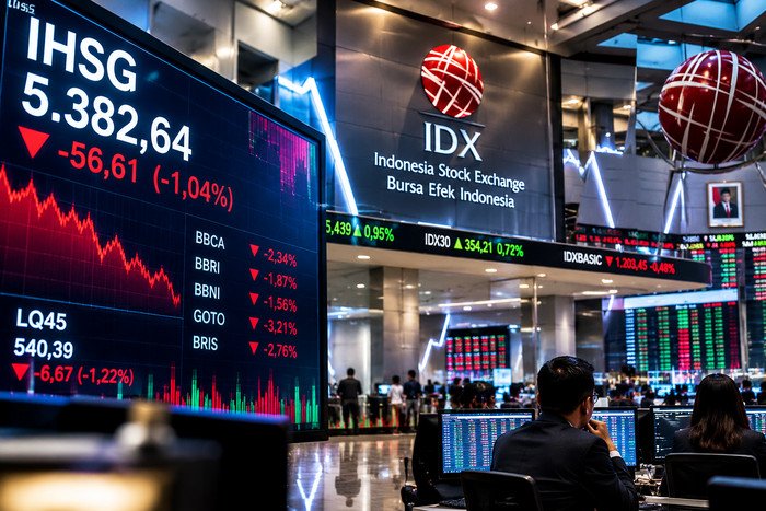 IHSG terkoreksi ke 5.382,64 pada awal perdagangan 26 Oktober 2026 setelah menguat pada akhir pekan, sementara investor mencermati arus modal asing, harga minyak, rupiah, dan agenda bank sentral global.