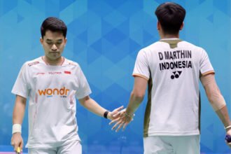 Leo Rolly Carnando/Daniel Marthin saat berlaga di French Open 2026 sebelum mundur dari Hylo Open 2026 akibat cedera lutut kiri Daniel.