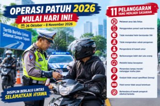 Operasi Patuh 2026 dimulai 26 Oktober hingga 8 November dengan menyasar 11 pelanggaran, termasuk melawan arus, tidak memakai helm SNI, knalpot brong, dan menggunakan ponsel saat berkendara.