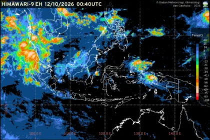 BMKG memprakirakan hujan ringan hingga sedang di sejumlah ibu kota provinsi pada Senin, 12 Oktober 2026, dengan potensi petir di beberapa wilayah.
